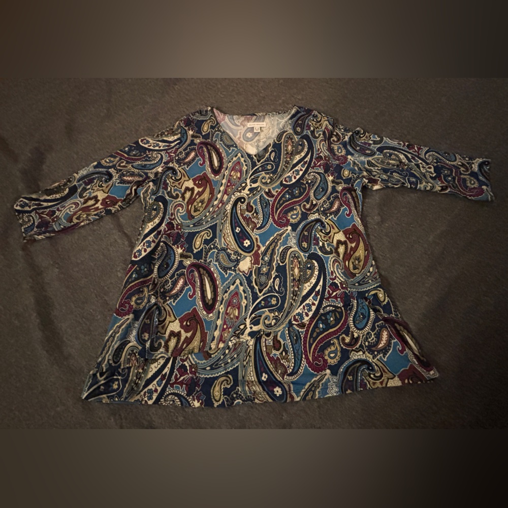 Susan Graver Blue Paisley Blouse